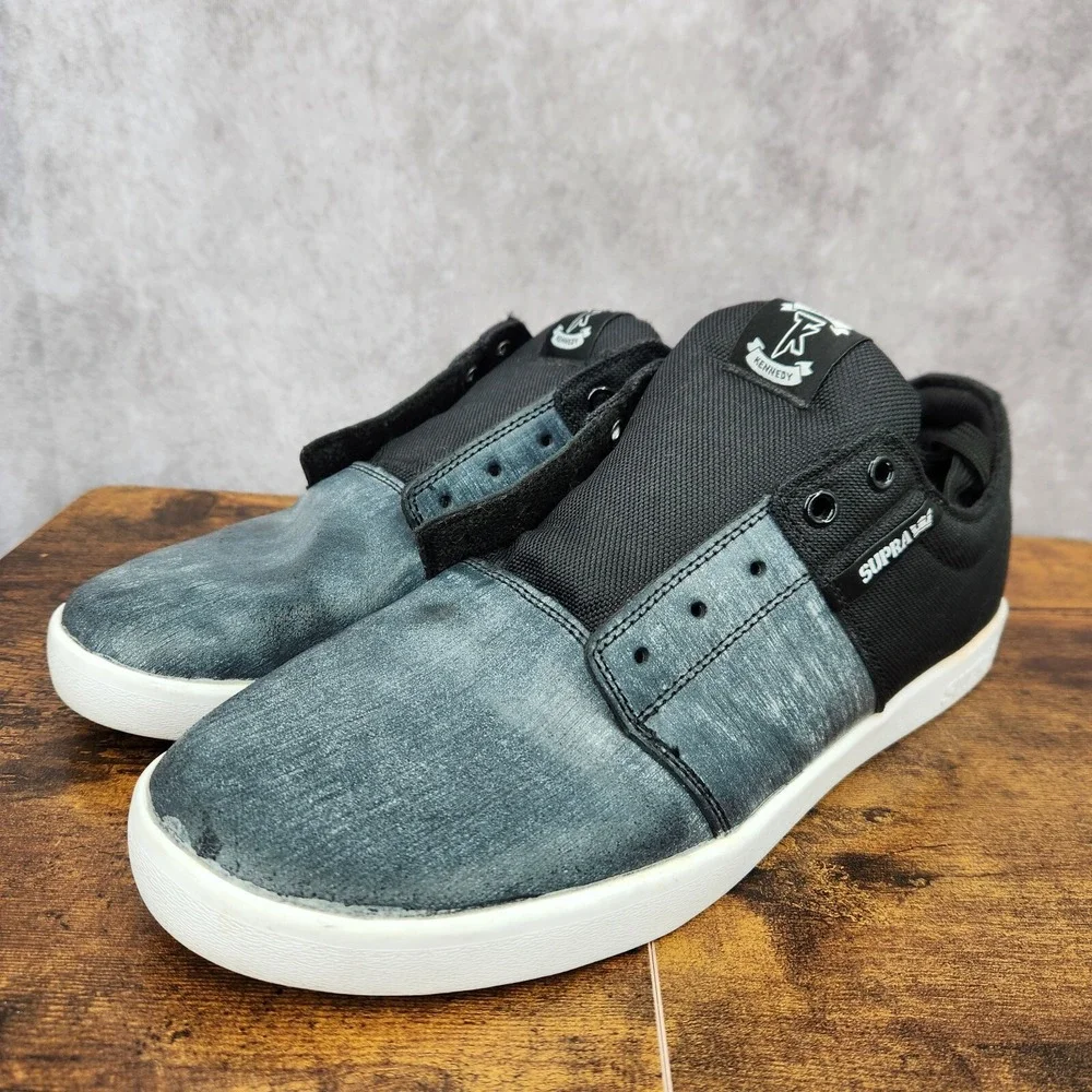 Supra Stacks Sneakers Mens 13 Gray Black Terry Kennedy Canvas Skate Sk8 Shoes‎